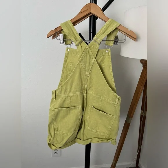 NWT FREE PEOPLE WE THE FREE Ziggy Shortalls In Sunny Lime MSRP $88 - Picture 10 of 11